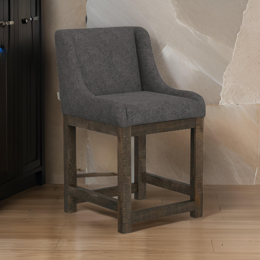 Lamy Counter Height Chair, Curved Arms, Compact, Rich Gray Polyester -BM321517
