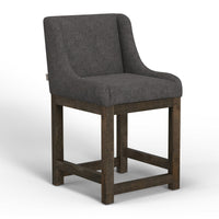 Lamy Counter Height Chair, Curved Arms, Compact, Rich Gray Polyester -BM321517