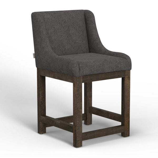 Lamy Counter Height Chair, Curved Arms, Compact, Rich Gray Polyester -BM321517