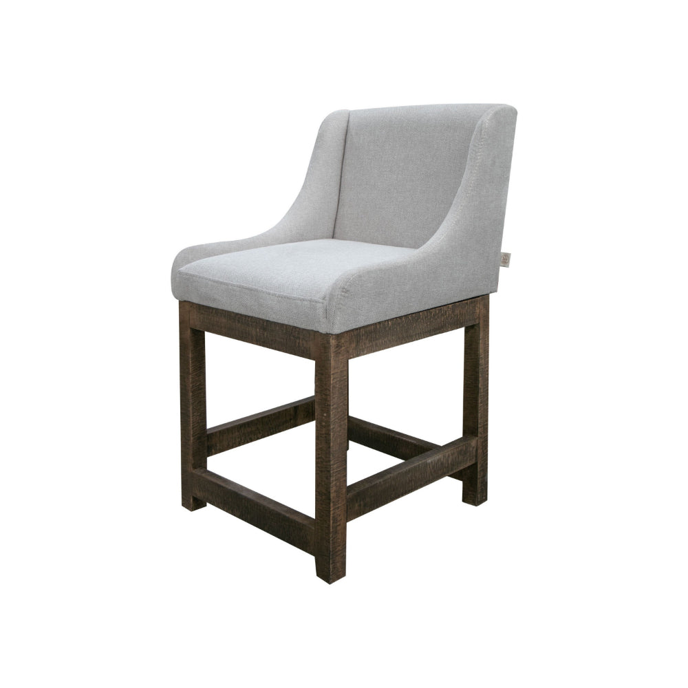 Lamy Counter Height Chair, Curved Arms, Compact, Rich Beige Polyester -BM321518