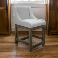 Lamy Counter Height Chair, Curved Arms, Compact, Rich Beige Polyester -BM321518