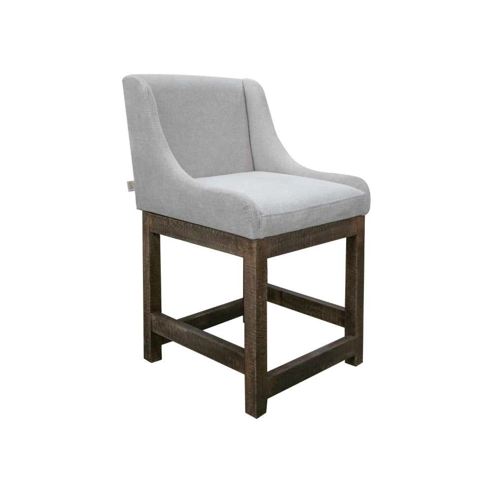 Lamy Counter Height Chair, Curved Arms, Compact, Rich Beige Polyester -BM321518