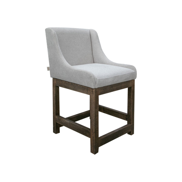 Lamy Counter Height Chair, Curved Arms, Compact, Rich Beige Polyester -BM321518