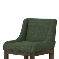 Lamy Barstool Chair, Curved Arms, Solid Pine Wood, Olive Green Polyester -BM321519