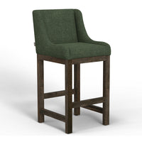 Lamy Barstool Chair, Curved Arms, Solid Pine Wood, Olive Green Polyester -BM321519
