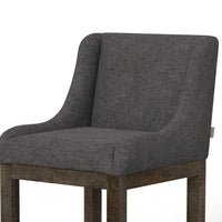 Lamy Barstool Chair, Curved Arms, Compact Solid Pine Wood, Gray Polyester -BM321520