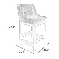 Lamy Barstool Chair, Curved Arms, Compact Solid Pine Wood, Beige Polyester -BM321521