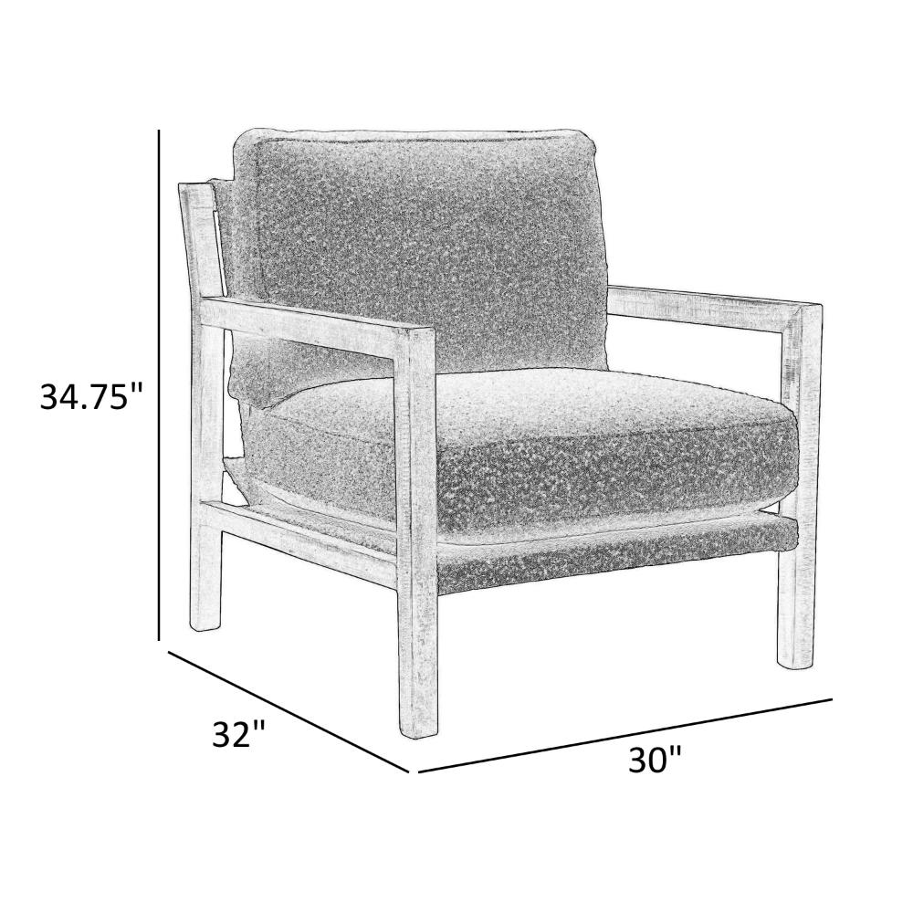 Tery Accent Chair, Lumbar Pillow, Transitional Pine Wood, Ivory Polyester -BM321522