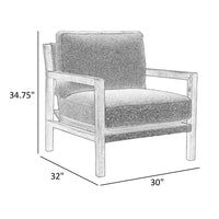 Tery Accent Chair, Lumbar Pillow, Transitional Pine Wood, Ivory Polyester -BM321522