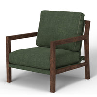 Tery Accent Chair, Lumbar Pillow, Solid Pine Wood, Olive Green Polyester -BM321523