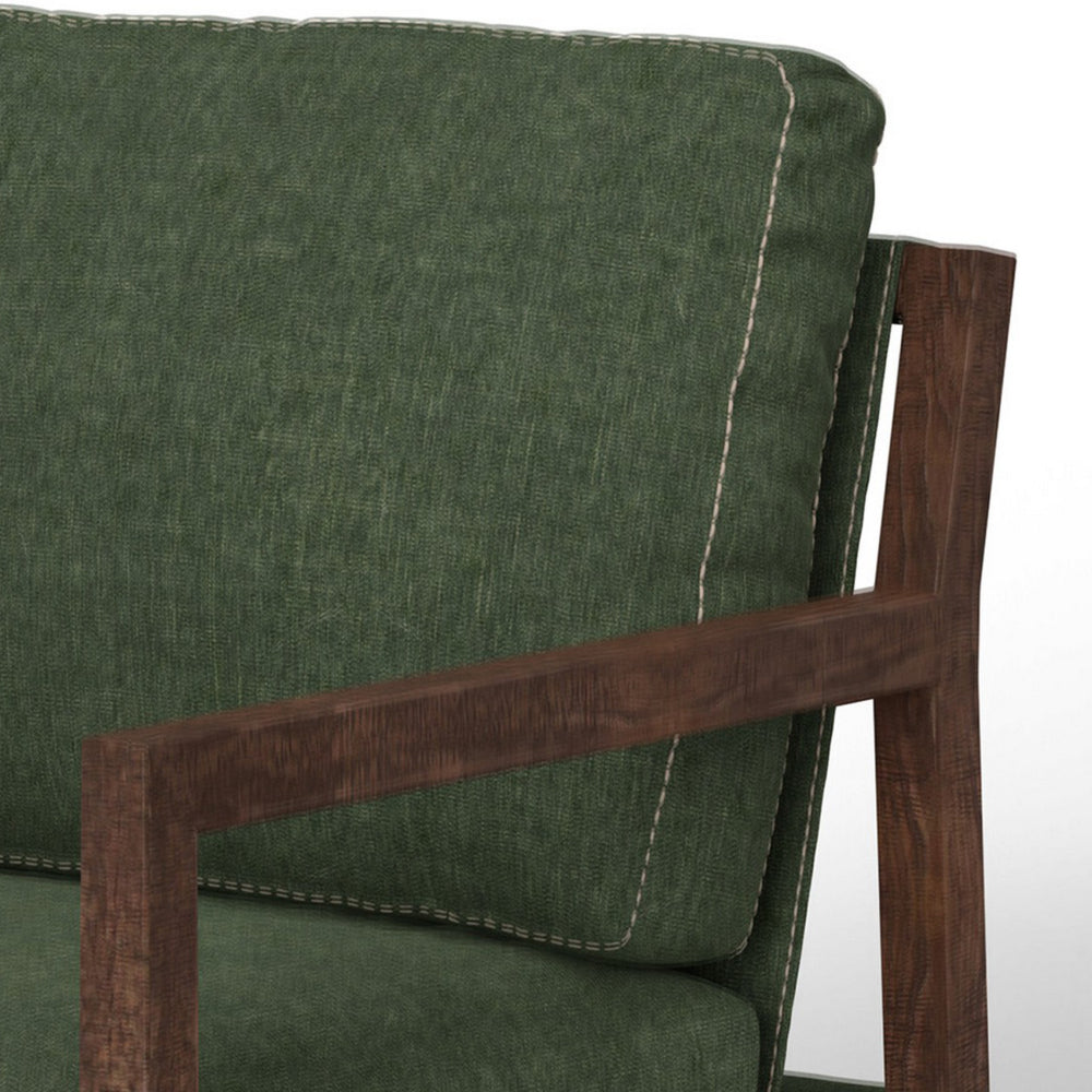 Tery Accent Chair, Lumbar Pillow, Solid Pine Wood, Olive Green Polyester -BM321523