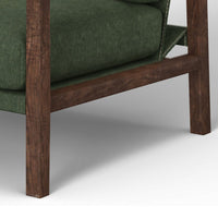 Tery Accent Chair, Lumbar Pillow, Solid Pine Wood, Olive Green Polyester -BM321523