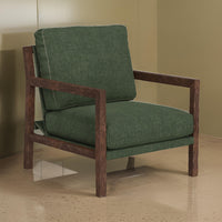 Tery Accent Chair, Lumbar Pillow, Solid Pine Wood, Olive Green Polyester -BM321523