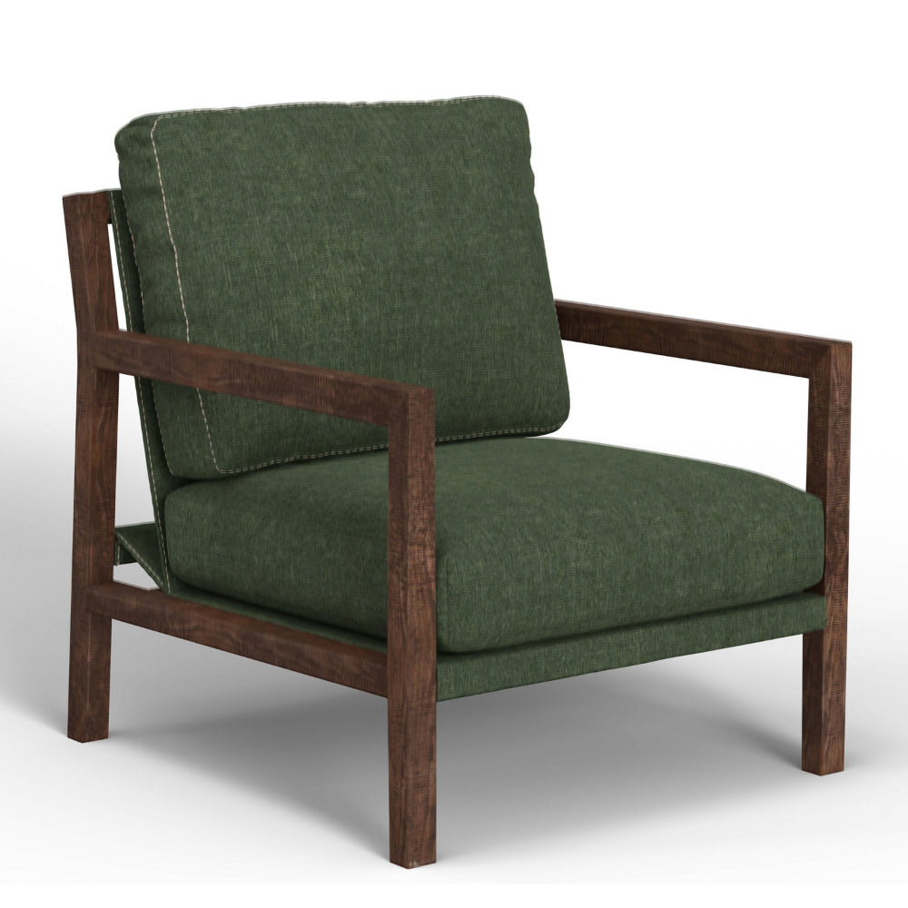 Tery Accent Chair, Lumbar Pillow, Solid Pine Wood, Olive Green Polyester -BM321523