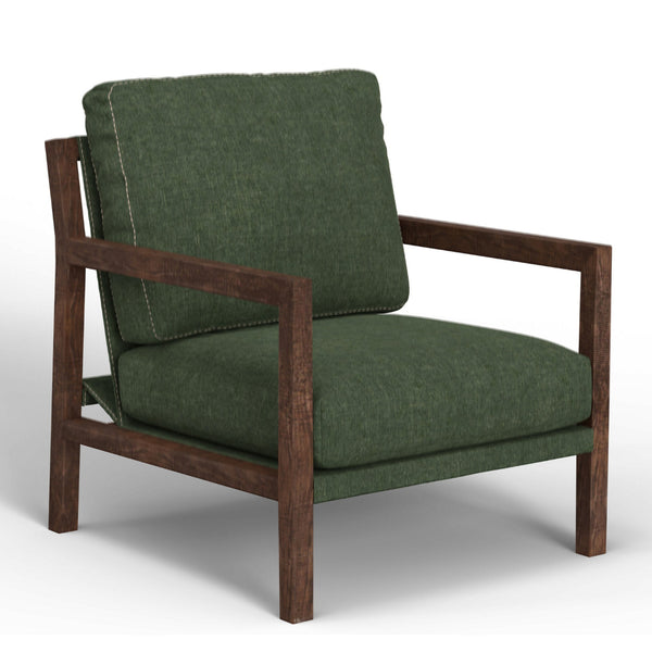 Tery Accent Chair, Lumbar Pillow, Solid Pine Wood, Olive Green Polyester -BM321523