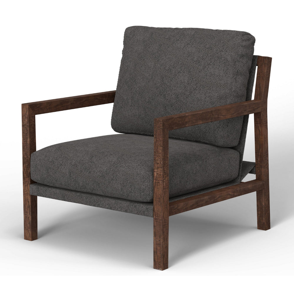 Tery Accent Chair, Lumbar Pillow, Transitional Solid Wood, Brown Polyester -BM321524