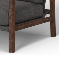 Tery Accent Chair, Lumbar Pillow, Transitional Solid Wood, Brown Polyester -BM321524