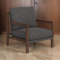 Tery Accent Chair, Lumbar Pillow, Transitional Solid Wood, Brown Polyester -BM321524