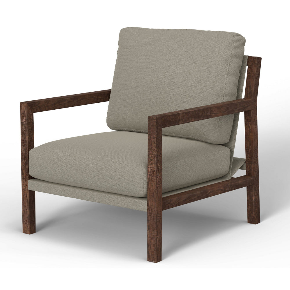 Tery Accent Chair, Lumbar Pillow, Solid Pine Wood, Almond Gray Polyester -BM321525
