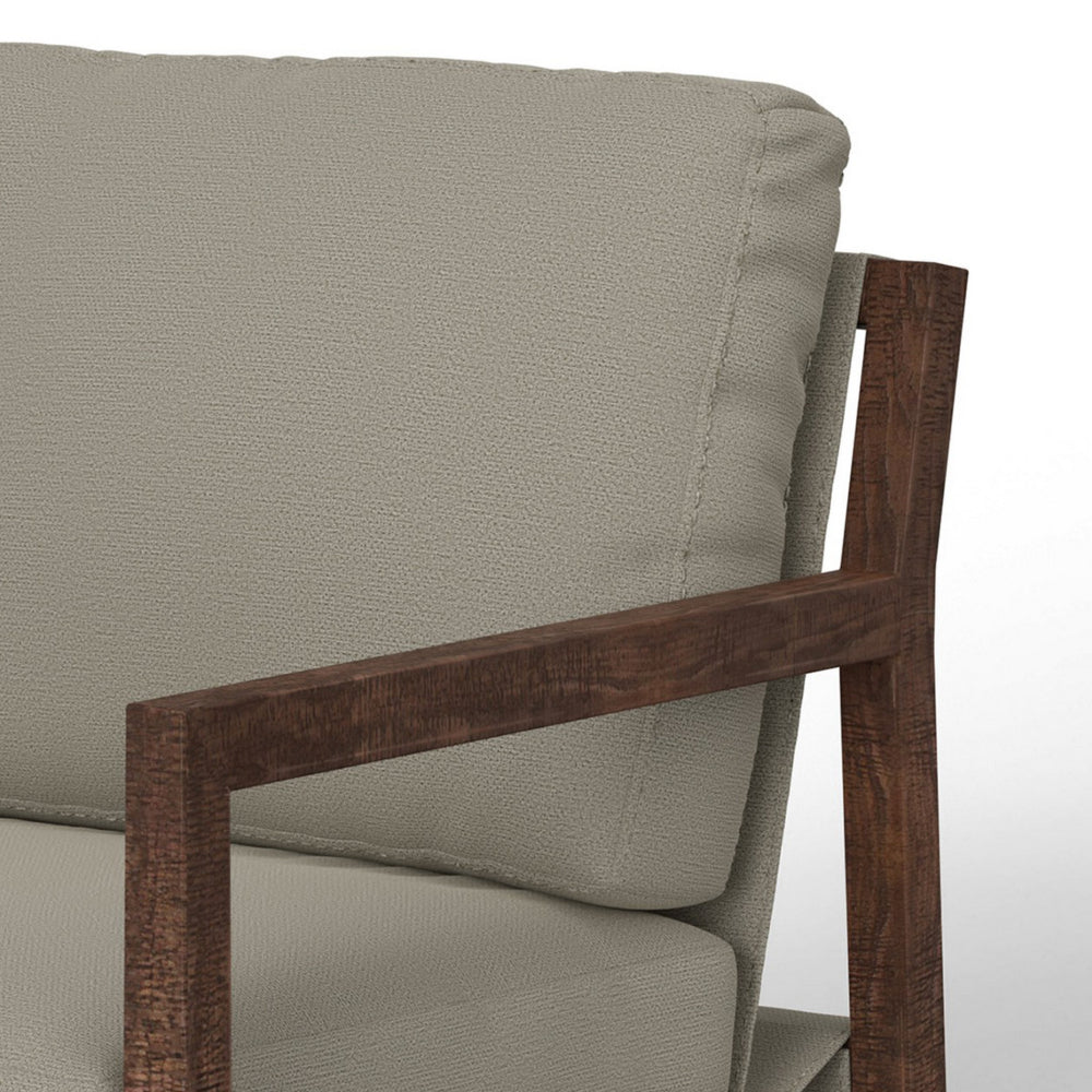 Tery Accent Chair, Lumbar Pillow, Solid Pine Wood, Almond Gray Polyester -BM321525