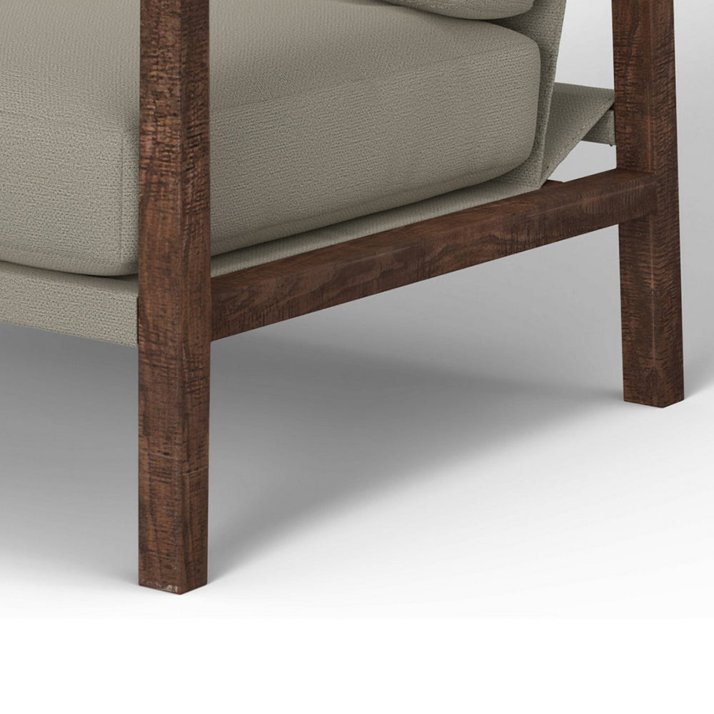 Tery Accent Chair, Lumbar Pillow, Solid Pine Wood, Almond Gray Polyester -BM321525