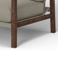 Tery Accent Chair, Lumbar Pillow, Solid Pine Wood, Almond Gray Polyester -BM321525