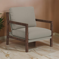 Tery Accent Chair, Lumbar Pillow, Solid Pine Wood, Almond Gray Polyester -BM321525