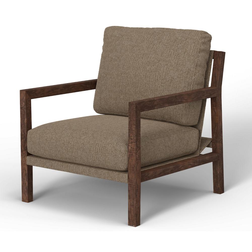 Tery Accent Chair, Lumbar Pillow, Transitional Pine Wood, Brown Polyester -BM321526
