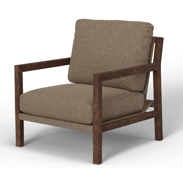 Tery Accent Chair, Lumbar Pillow, Transitional Pine Wood, Brown Polyester -BM321526