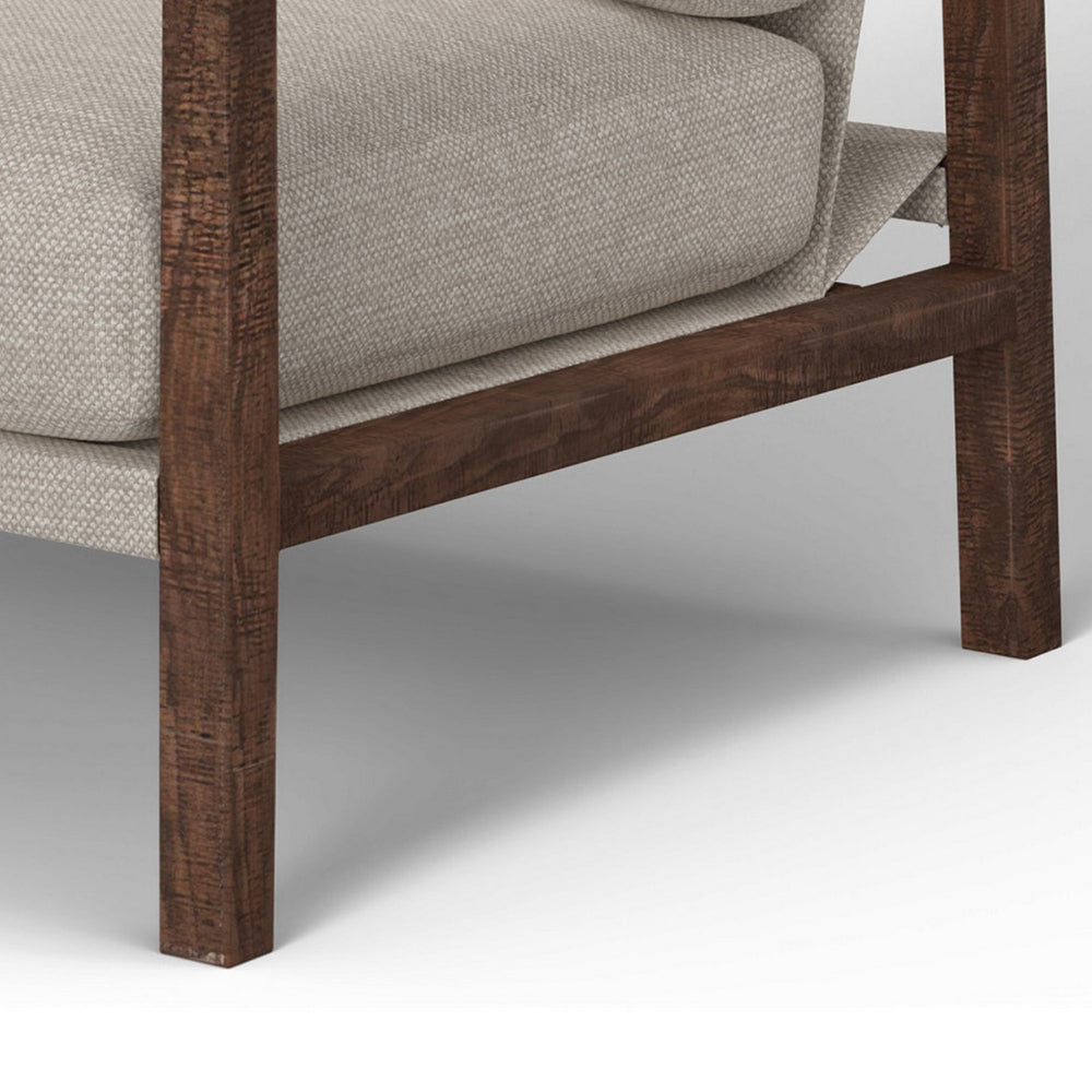 Tery Accent Chair, Lumbar Pillow, Transitional Pine Wood, Beige Polyester -BM321527