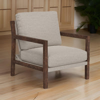Tery Accent Chair, Lumbar Pillow, Transitional Pine Wood, Beige Polyester -BM321527