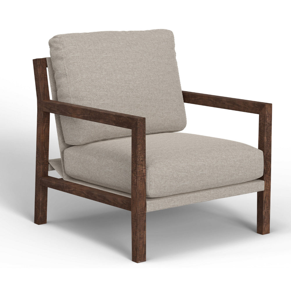 Tery Accent Chair, Lumbar Pillow, Transitional Pine Wood, Beige Polyester -BM321527