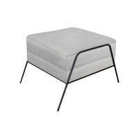 Tyna Ottoman, 27 Inch, Industrial Style Black Iron Legs, White Polyester
