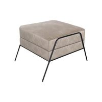Tyna Ottoman, 27 Inch, Industrial Black Iron Legs, Snow Gray Polyester