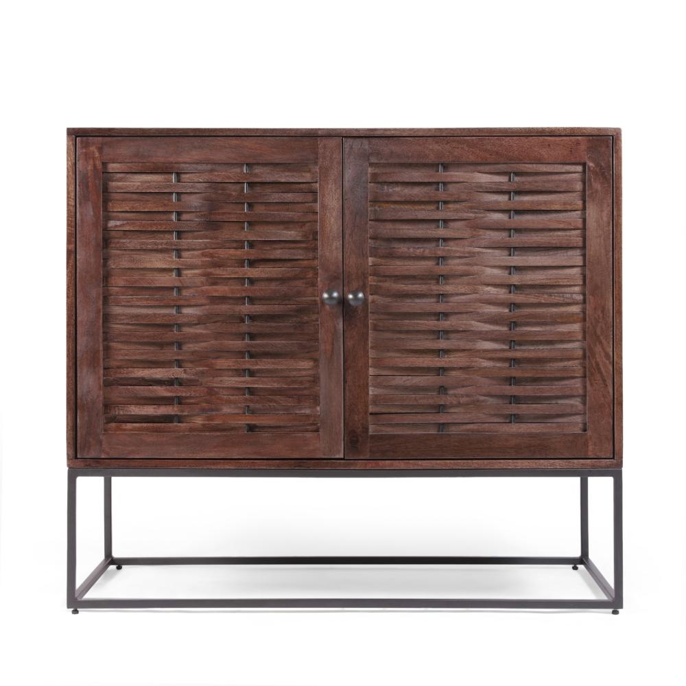 Sideboard Buffet Console, 2 Doors, Shelf, 39 Inch Rustic Brown Mango Wood -BM321547