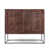 Sideboard Buffet Console, 2 Doors, Shelf, 39 Inch Rustic Brown Mango Wood -BM321547