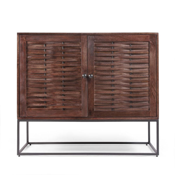 Sideboard Buffet Console, 2 Doors, Shelf, 39 Inch Rustic Brown Mango Wood -BM321547
