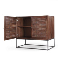 Sideboard Buffet Console, 2 Doors, Shelf, 39 Inch Rustic Brown Mango Wood -BM321547