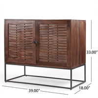 Sideboard Buffet Console, 2 Doors, Shelf, 39 Inch Rustic Brown Mango Wood -BM321547