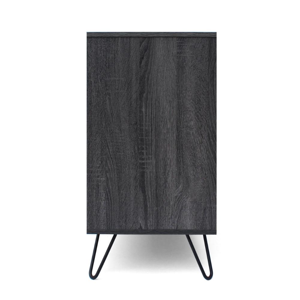 Sideboard Cabinet Console with 3 Drawer, 2 Door, 59 Inch, Iron, Gray Wood -BM321550