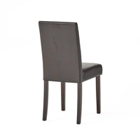 Side Dining Chair Set of 2, Cushioned Seat, Espresso Wood, Brown Leather -BM321552