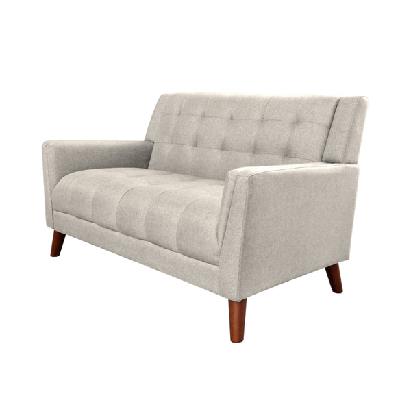 Loveseat Settee, 53 Inch, Tufted Waffle Stitch, Solid Wood, Beige Polyester -BM321553