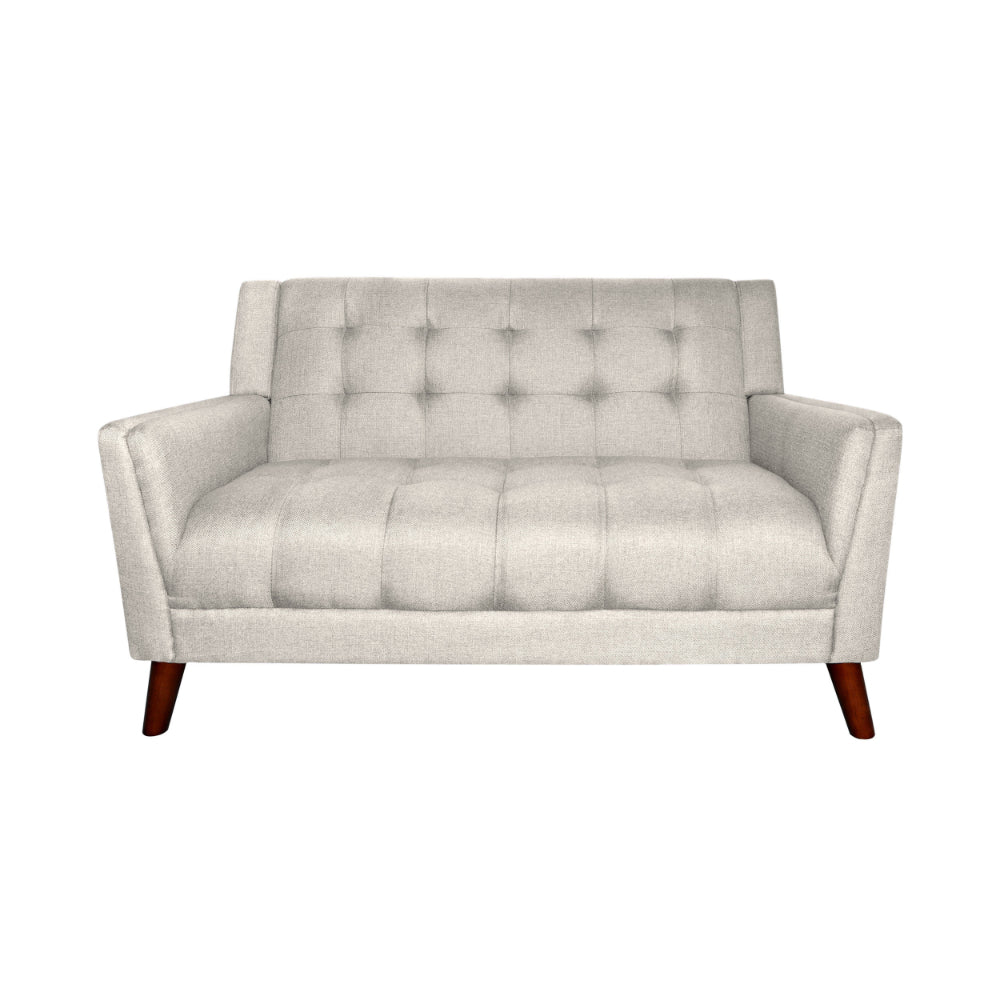 Loveseat Settee, 53 Inch, Tufted Waffle Stitch, Solid Wood, Beige Polyester -BM321553