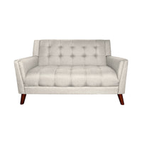 Loveseat Settee, 53 Inch, Tufted Waffle Stitch, Solid Wood, Beige Polyester -BM321553
