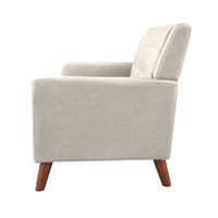 Loveseat Settee, 53 Inch, Tufted Waffle Stitch, Solid Wood, Beige Polyester -BM321553