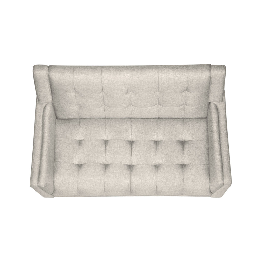 Loveseat Settee, 53 Inch, Tufted Waffle Stitch, Solid Wood, Beige Polyester -BM321553