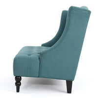 Lanny Loveseat Settee, Wingback Bench 50 Inch Wood, Tufted Teal Velvet -BM321556