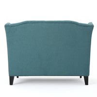 Lanny Loveseat Settee, Wingback Bench 50 Inch Wood, Tufted Teal Velvet -BM321556
