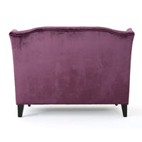Lanny Loveseat Settee, Wingback Bench 50 Inch Wood, Tufted Purple Velvet -BM321558