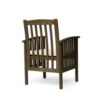 Gerry Dining Chair, Outdoor Traditional Slatted Gray Acacia Wood, Cream -BM321565